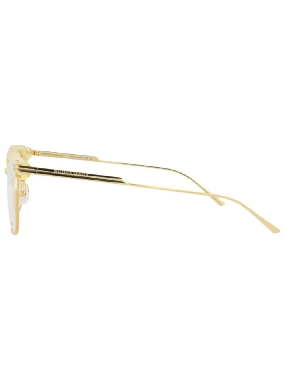New Bottega Veneta Women's Eyeglasses Round Oval Acetate Frame Mens Beige Gold